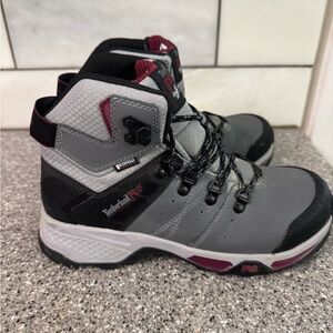 Timberland PRO Gray and Black Boots with Red Accents